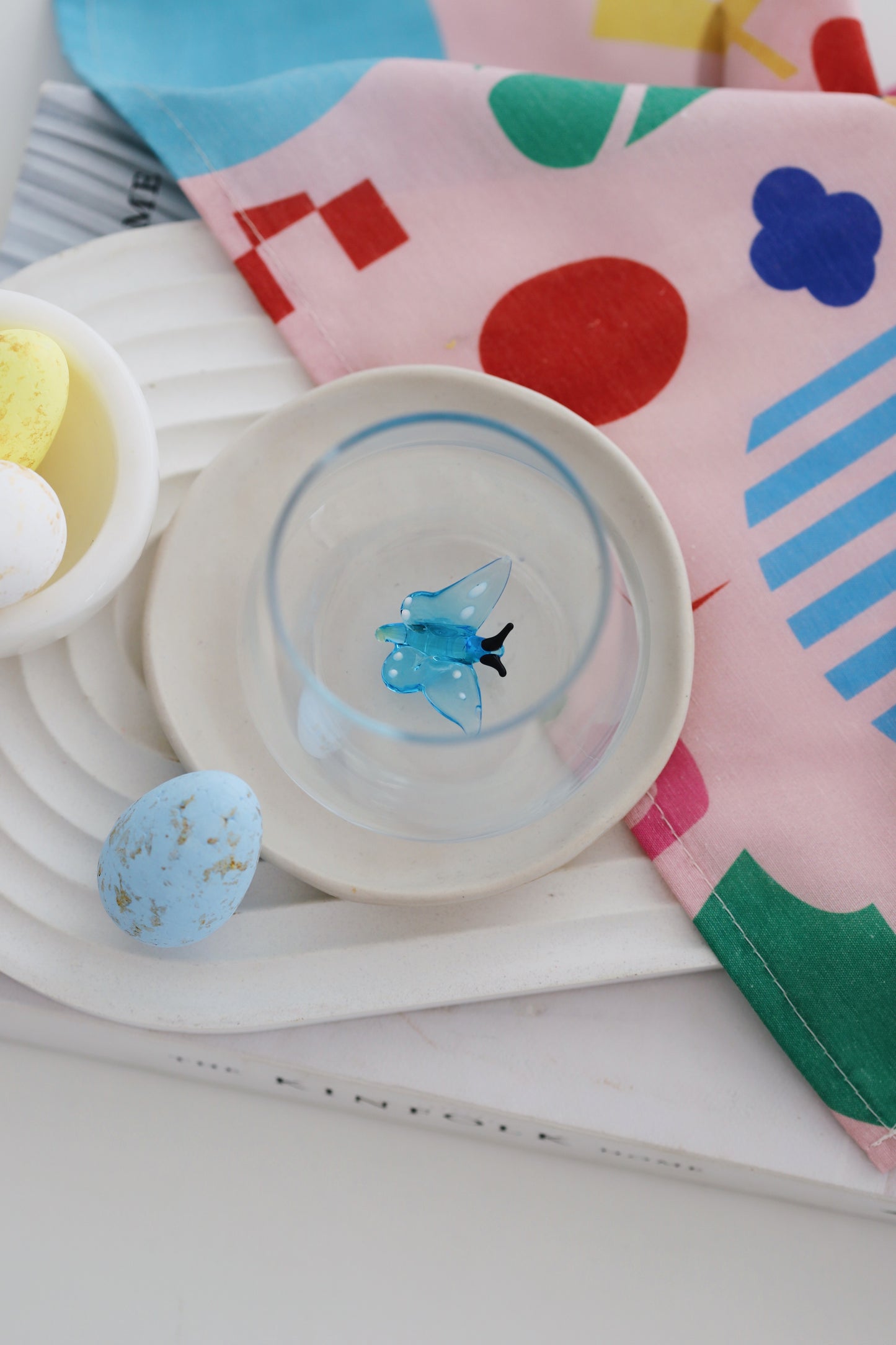 Tiny Animal Drinking Glass, Blue Butterfly