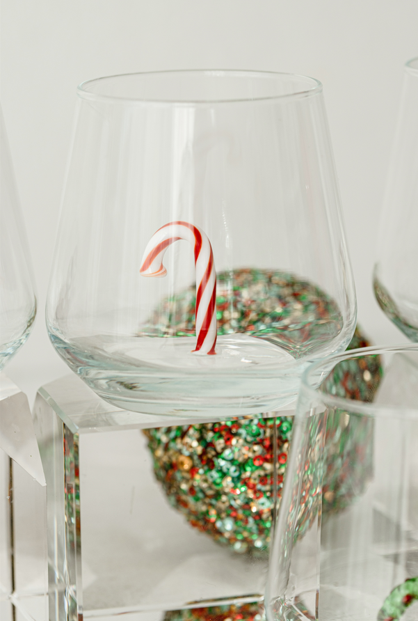 Tiny Figurine Drinking Glass, Candy Cane