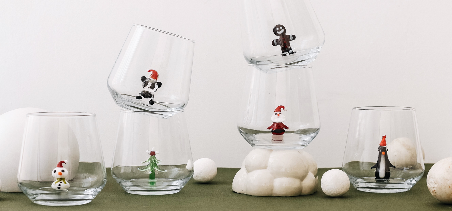 Wine Glass Set of 4 With Animal Figures, Stemless Wine Glass, Pig, Koala,  Dog, Pink Deer, Bambi, Handmade Unique Gifts, Drinkware 