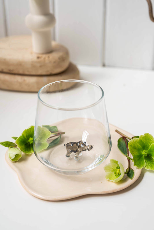 Tiny Animal Drinking Glass, Hippo