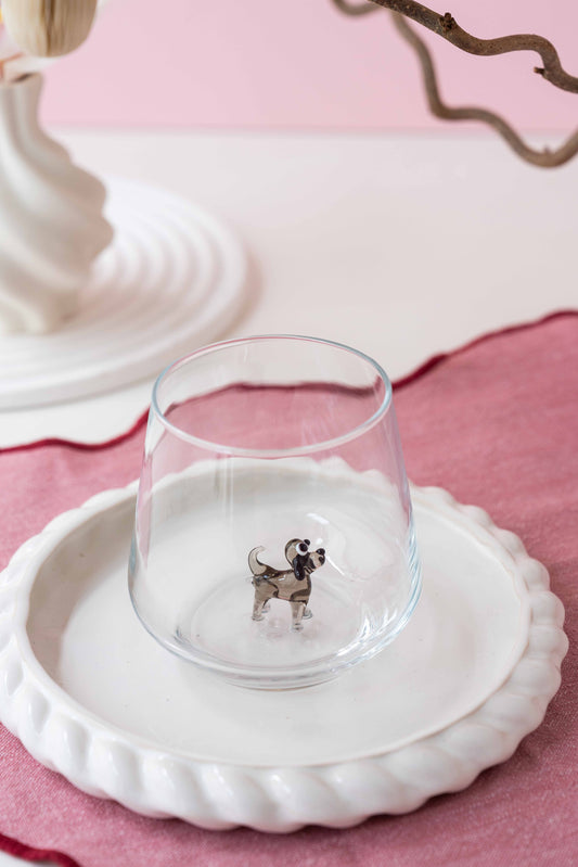 Tiny Animal Drinking Glass, Black Dog
