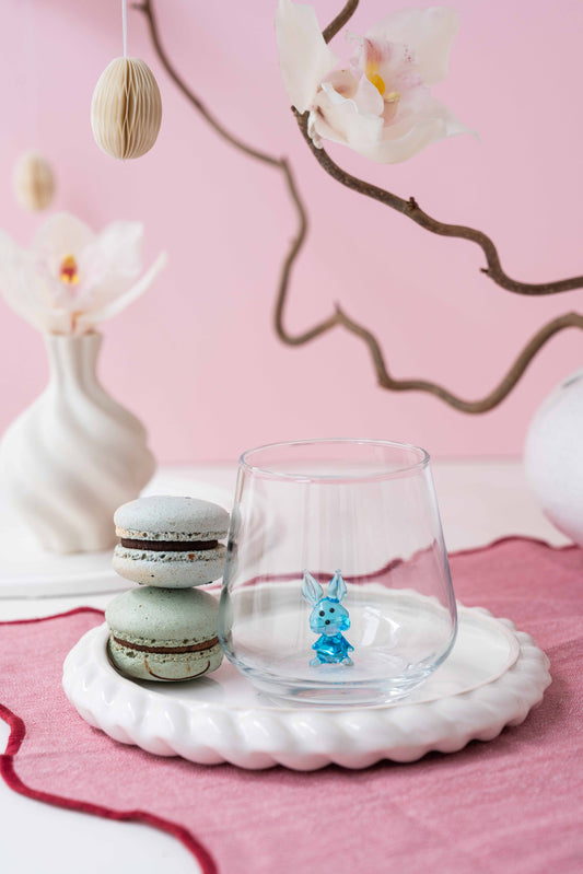 Tiny Animal Drinking Glass, Blue Rabbit/Bunny