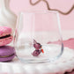 Tiny Animal Drinking Glass, Purple Bunny with Carrot