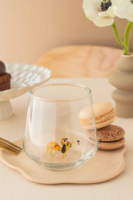 Tiny Animal Drinking Glass, Dachsund Dog