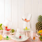 Fruit Theme Drinking Glass Set of 6 with Handmade Figures