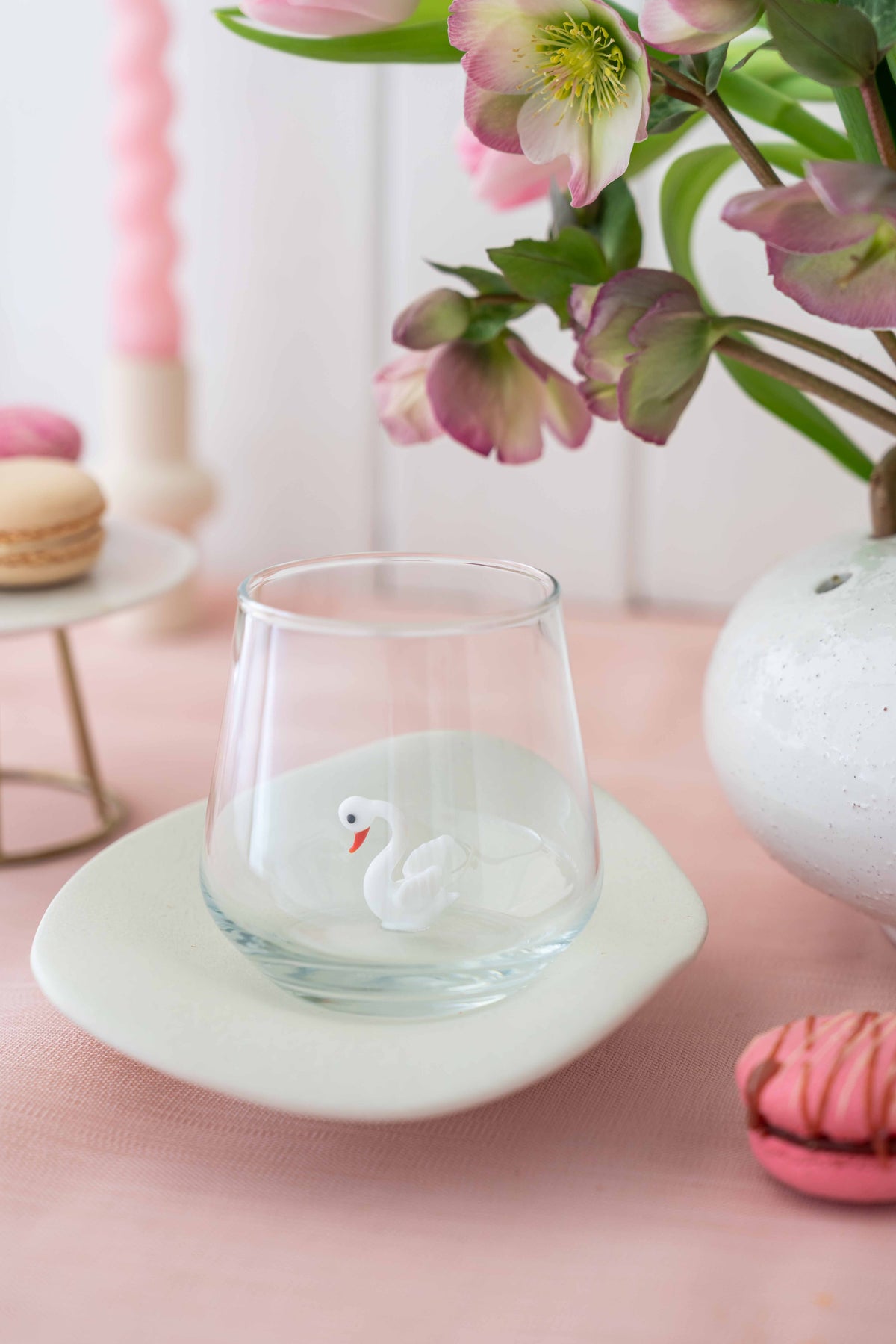 Tiny Animal Drinking Glass, White Swan