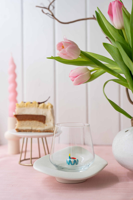 Tiny Animal Drinking Glass, Birthday Cake