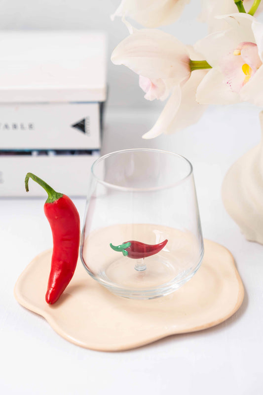 Tiny Animal Drinking Glass, Chilli Pepper