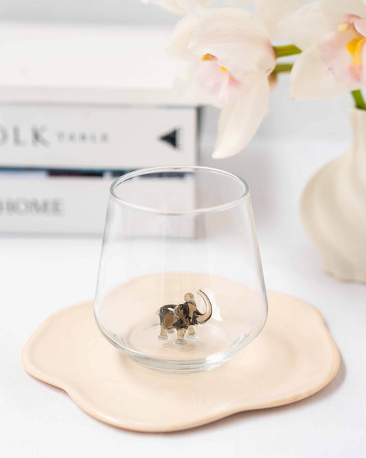 Tiny Animal Drinking Glass, Gray Elephant
