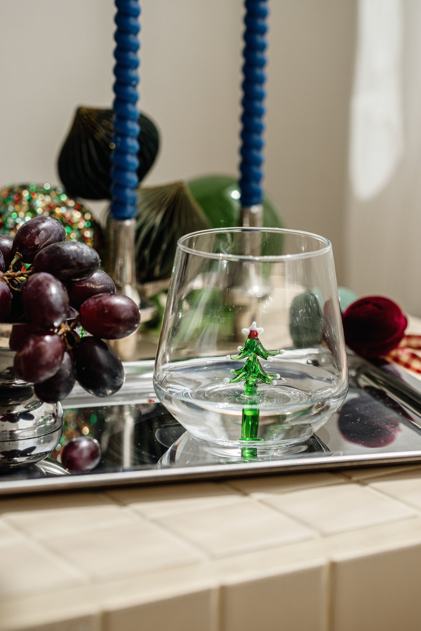 Tiny Figure Drinking Glass, Christmas Tree