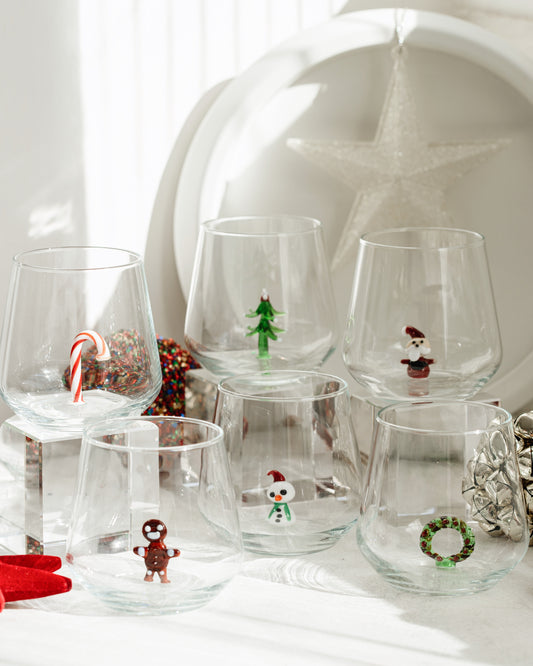 Christmas Theme Drinking Glass Set of 6