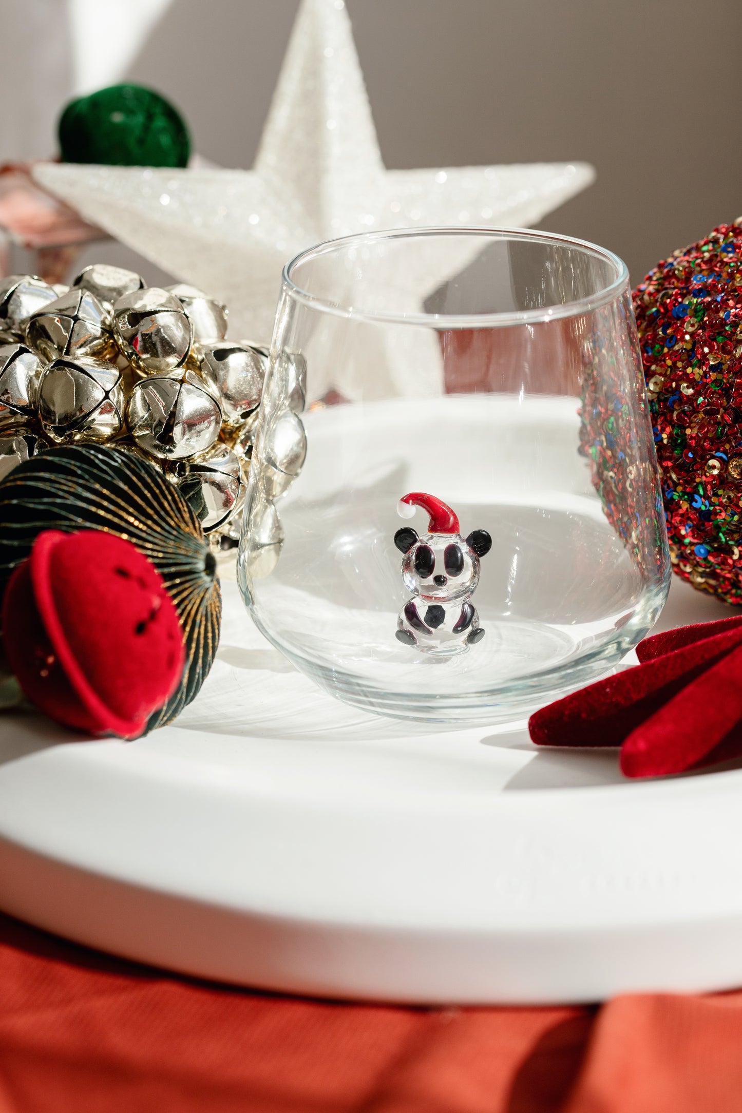 Tiny Figure Drinking Glass, Panda with Hat