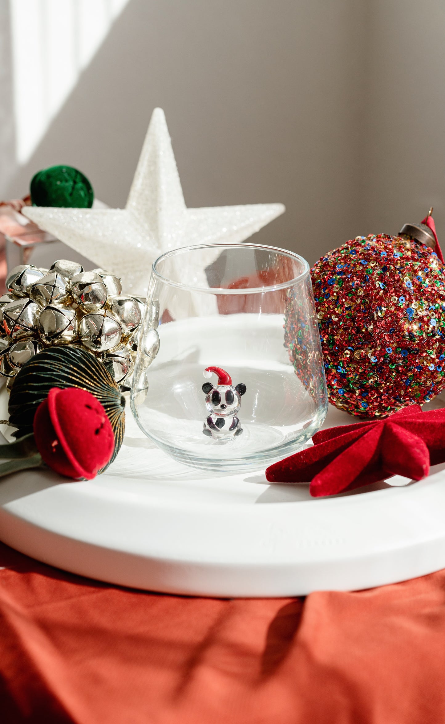 Tiny Figure Drinking Glass, Panda with Hat