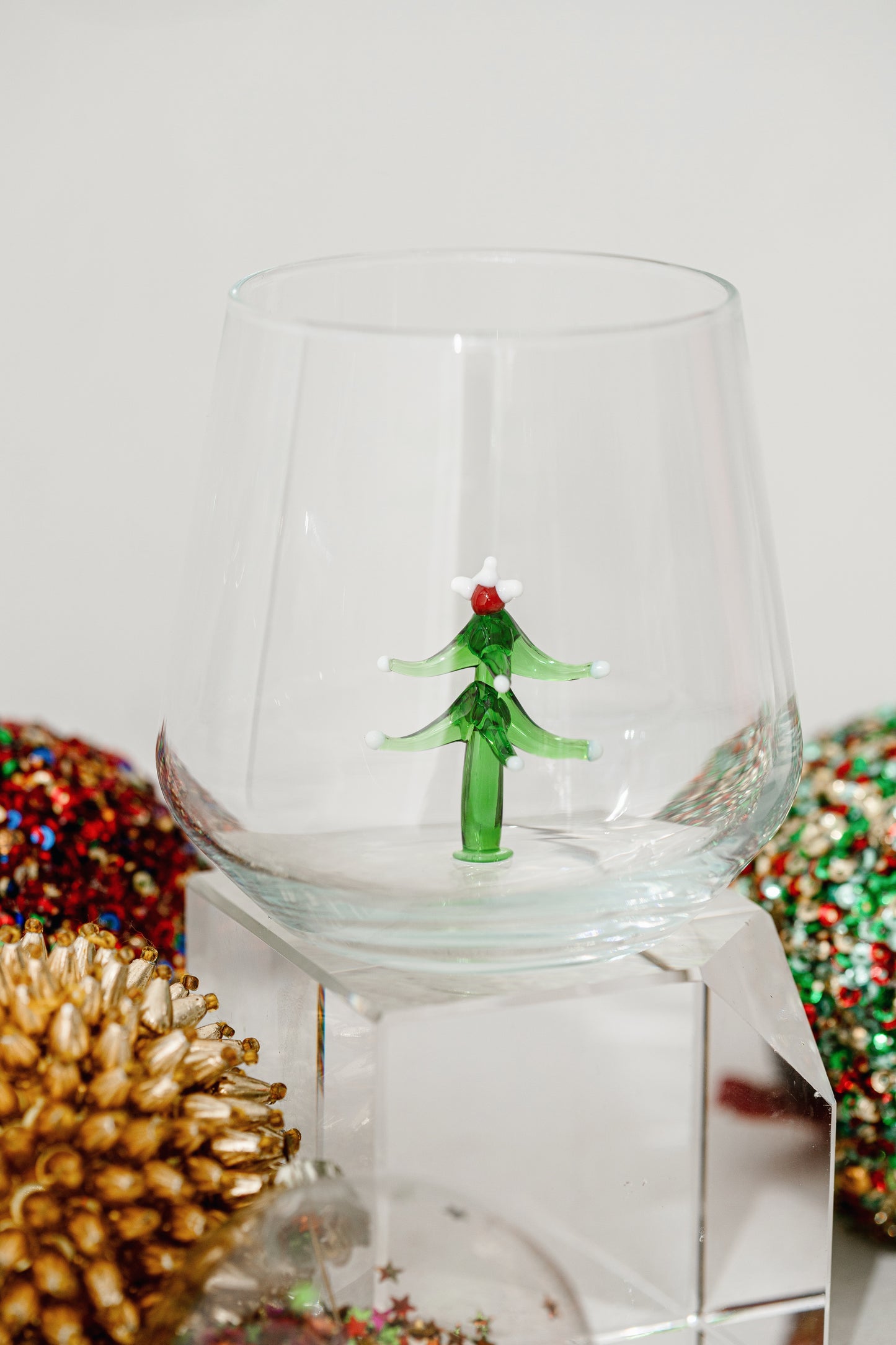 Tiny Figure Drinking Glass, Christmas Tree