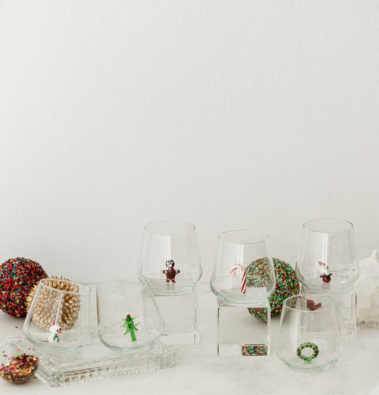 Christmas Theme Drinking Glass Set of 6