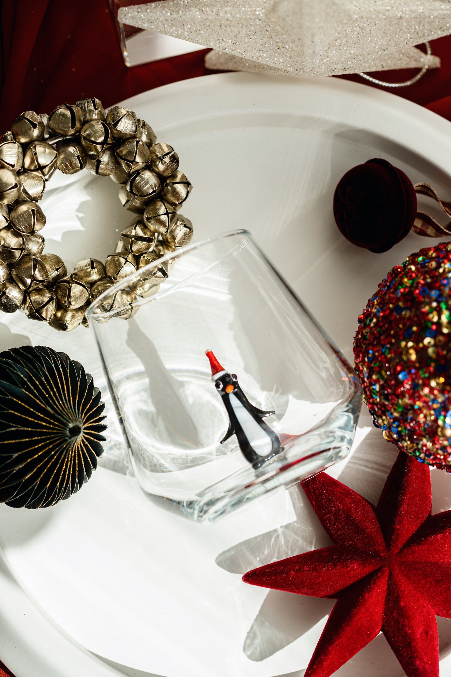 Tiny Figure Drinking Glass, Penguin with Hat