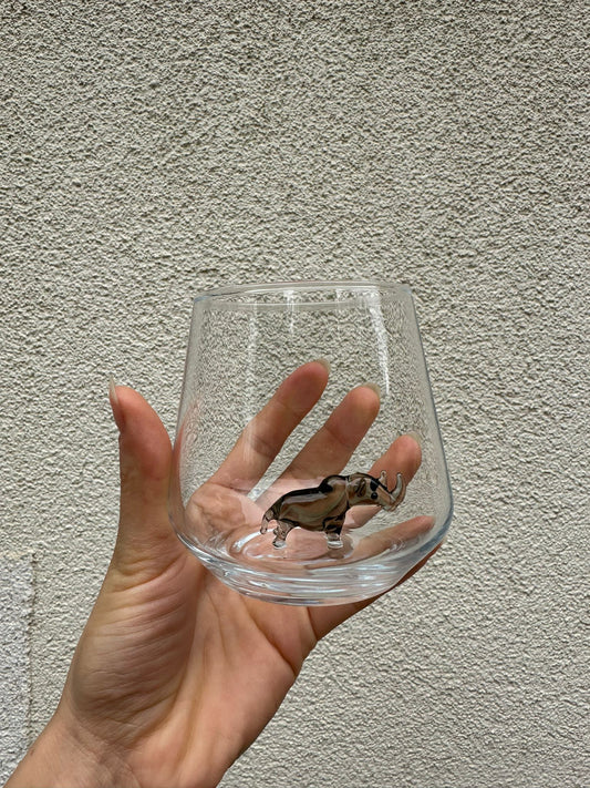 Tiny Animal Drinking Glass, Rhino