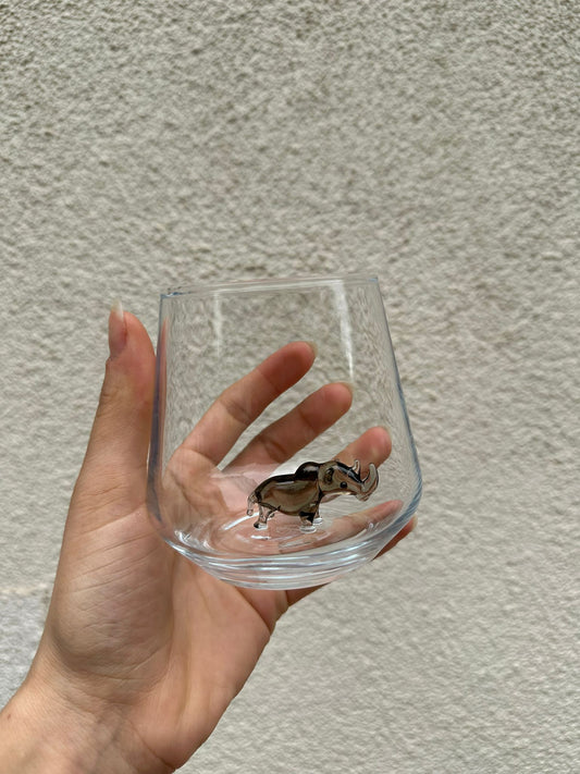 Tiny Animal Drinking Glass, Rhino