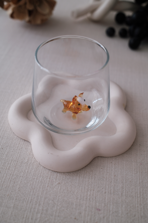 Tiny Animal Drinking Glass, Mini Corgi Puppy