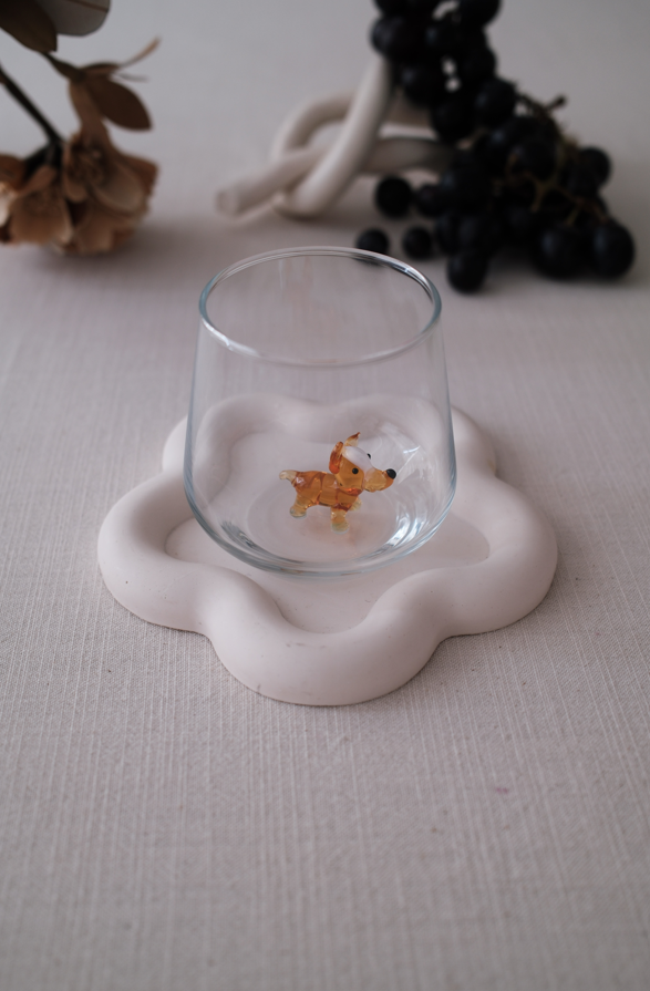 Tiny Animal Drinking Glass, Mini Corgi Puppy