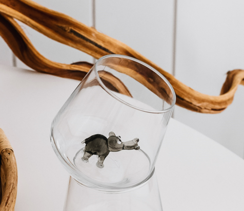Tiny Animal Drinking Glass, Hippo