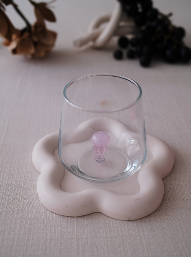 Tiny Animal Drinking Glass, Pink Jellyfish