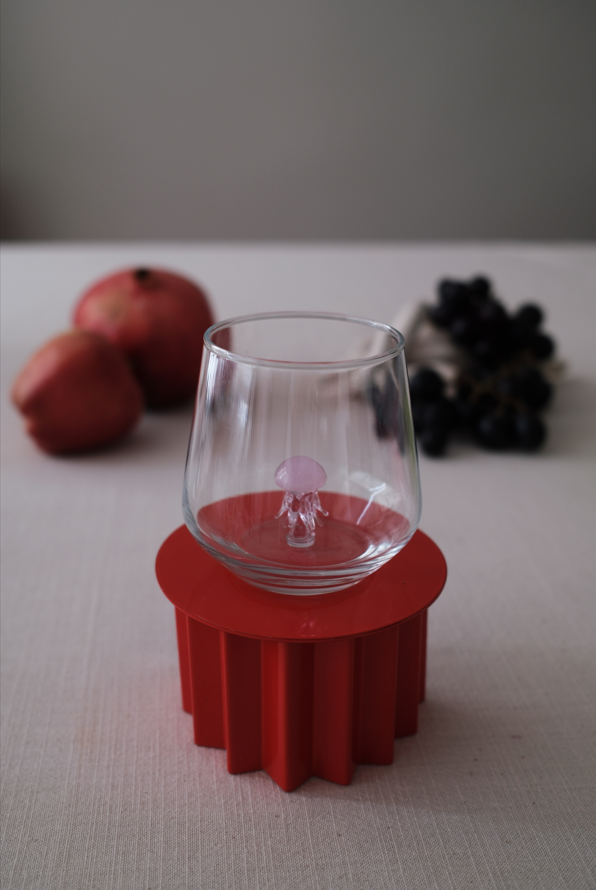 Tiny Animal Drinking Glass, Pink Jellyfish