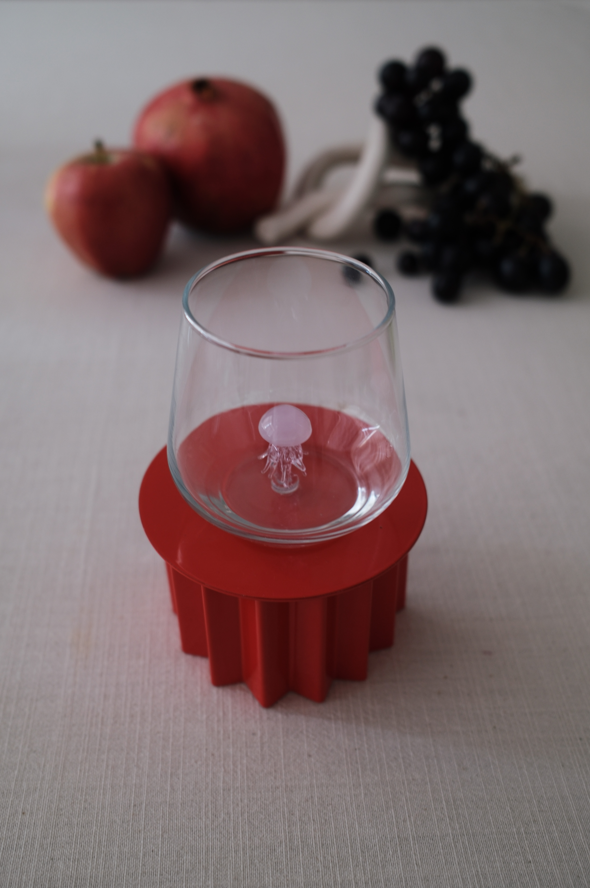 Tiny Animal Drinking Glass, Pink Jellyfish
