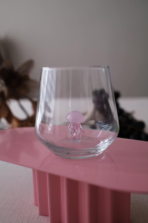 Tiny Animal Drinking Glass, Pink Jellyfish