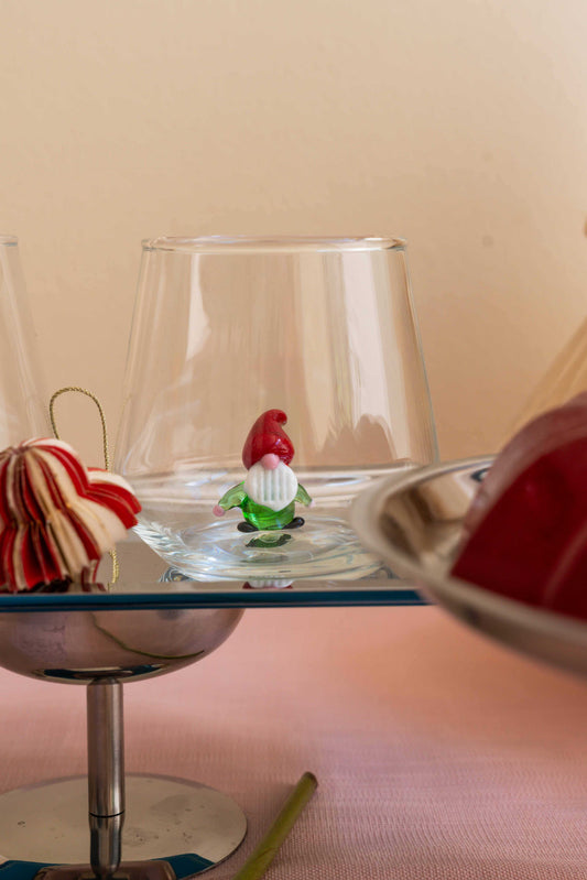 Tiny Animal Drinking Glass, Christmas Gnome