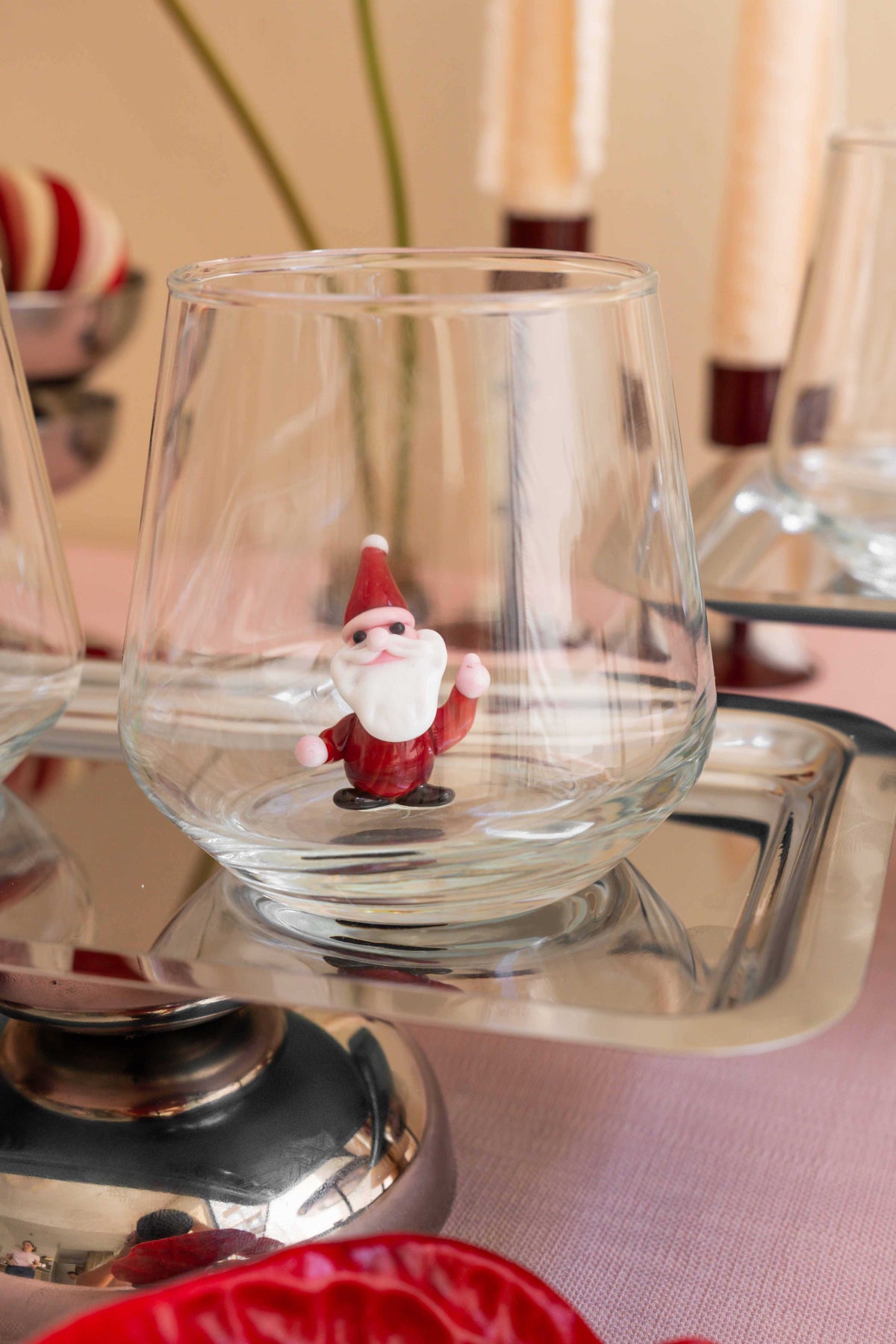 Tiny Figure Drinking Glass, New Santa
