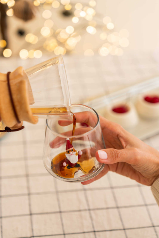 Tiny Figure Drinking Glass, New Santa