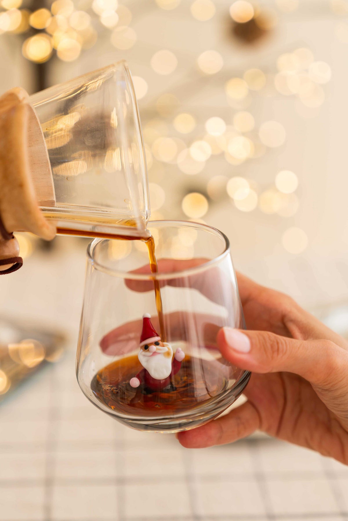 Tiny Figure Drinking Glass, New Santa