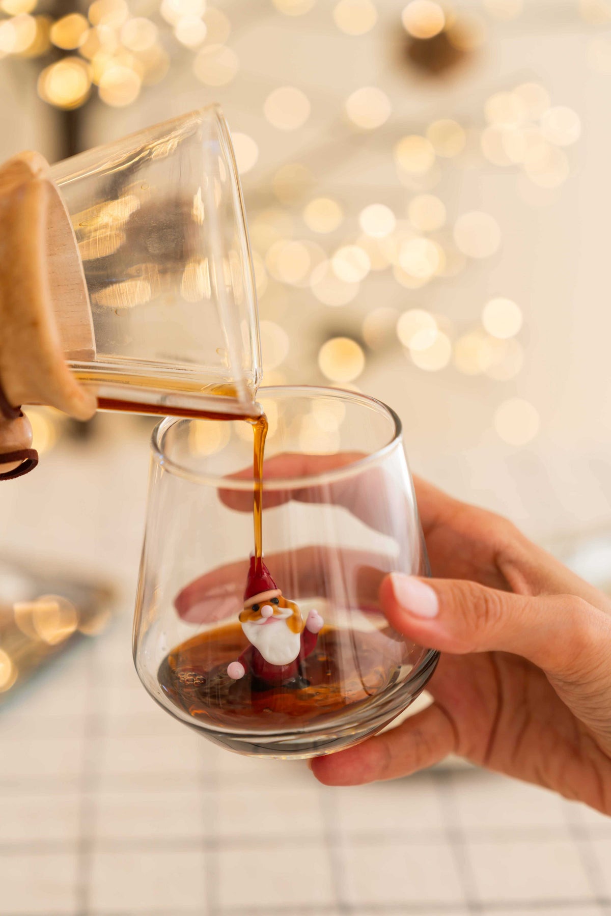 Tiny Figure Drinking Glass, New Santa
