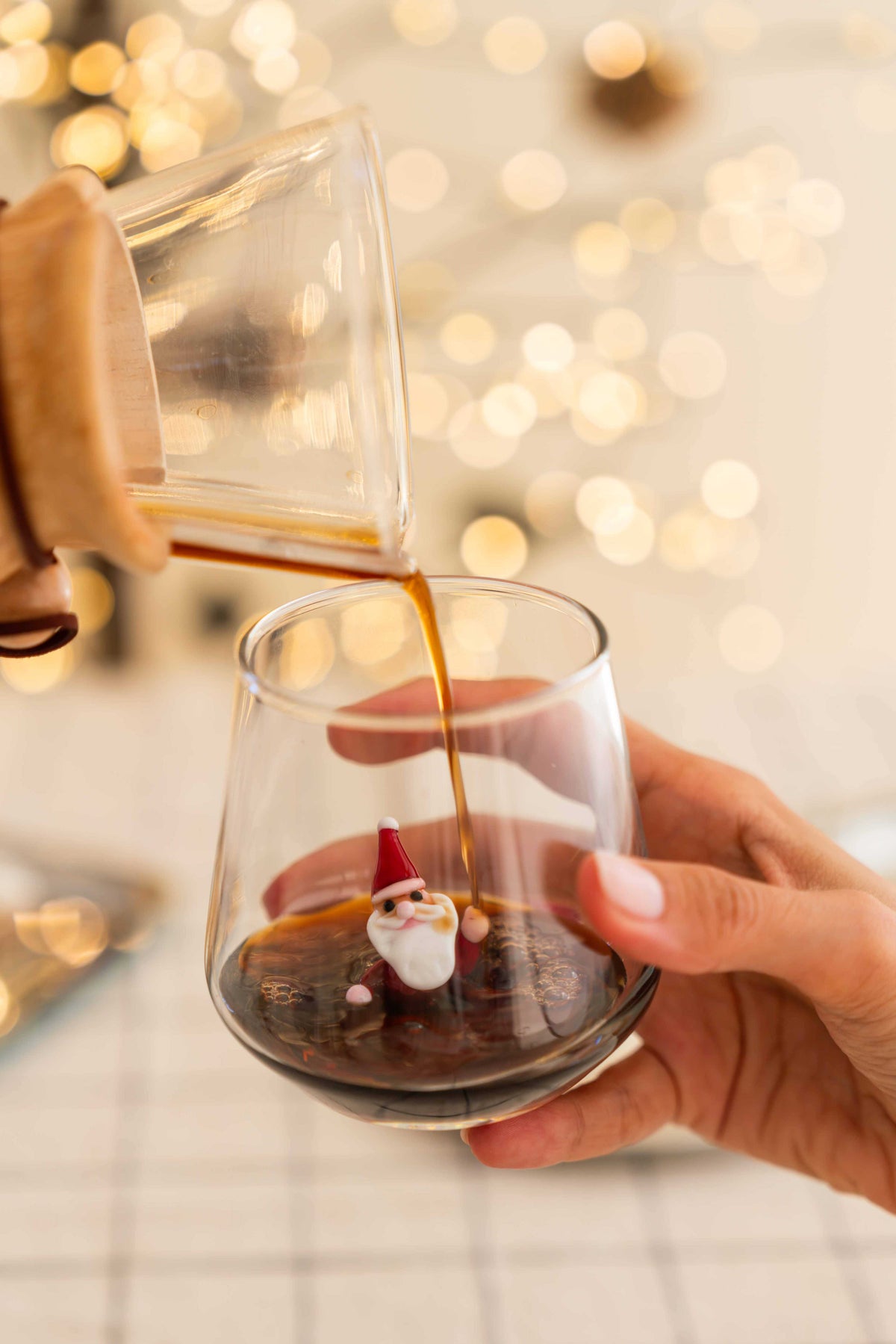 Tiny Figure Drinking Glass, New Santa