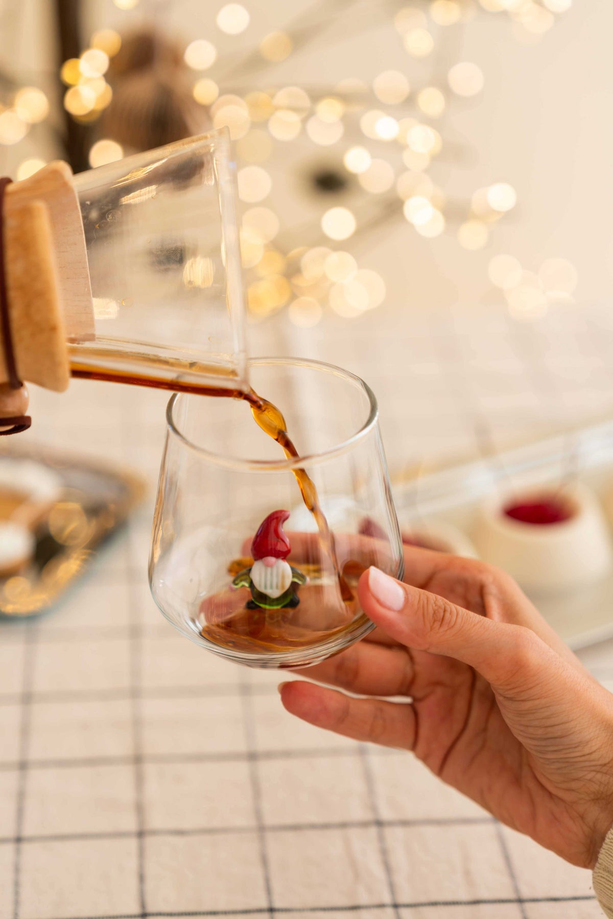 Tiny Animal Drinking Glass, Christmas Gnome