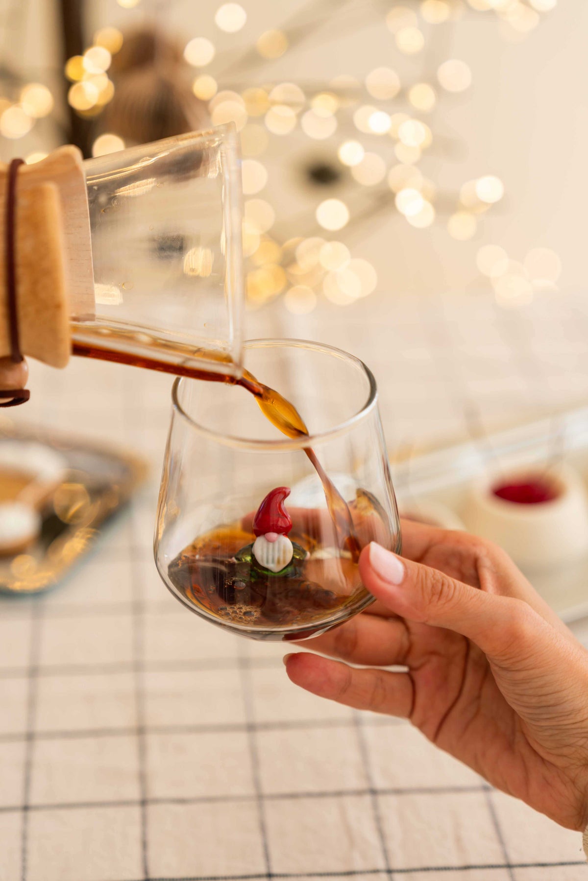 Tiny Animal Drinking Glass, Christmas Gnome