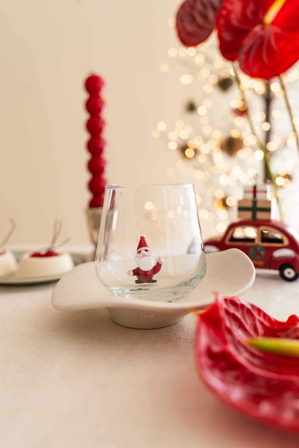 Tiny Figure Drinking Glass, New Santa