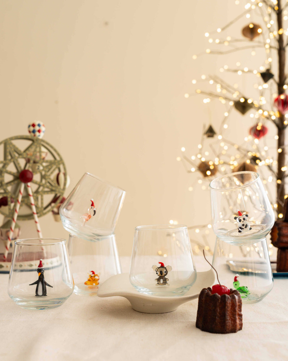 2026 Christmas Animal Drinking Glass Set, 6-Piece