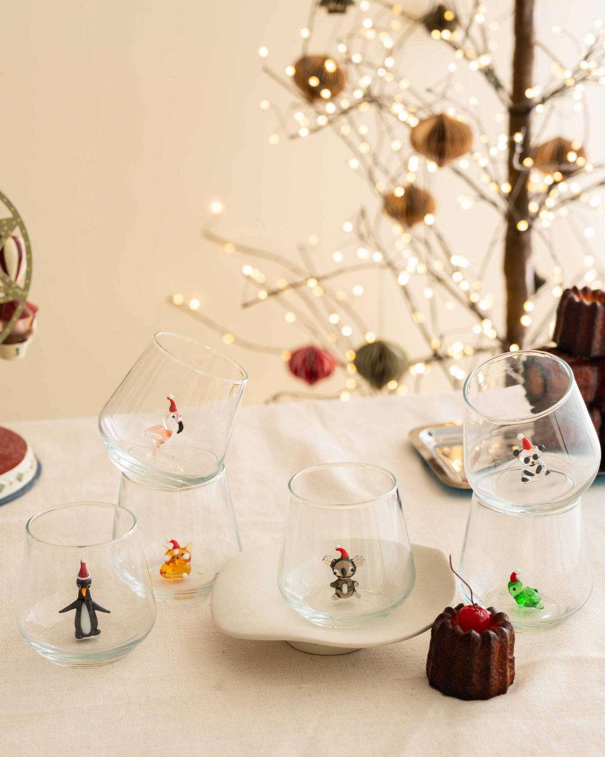2026 Christmas Animal Drinking Glass Set, 6-Piece