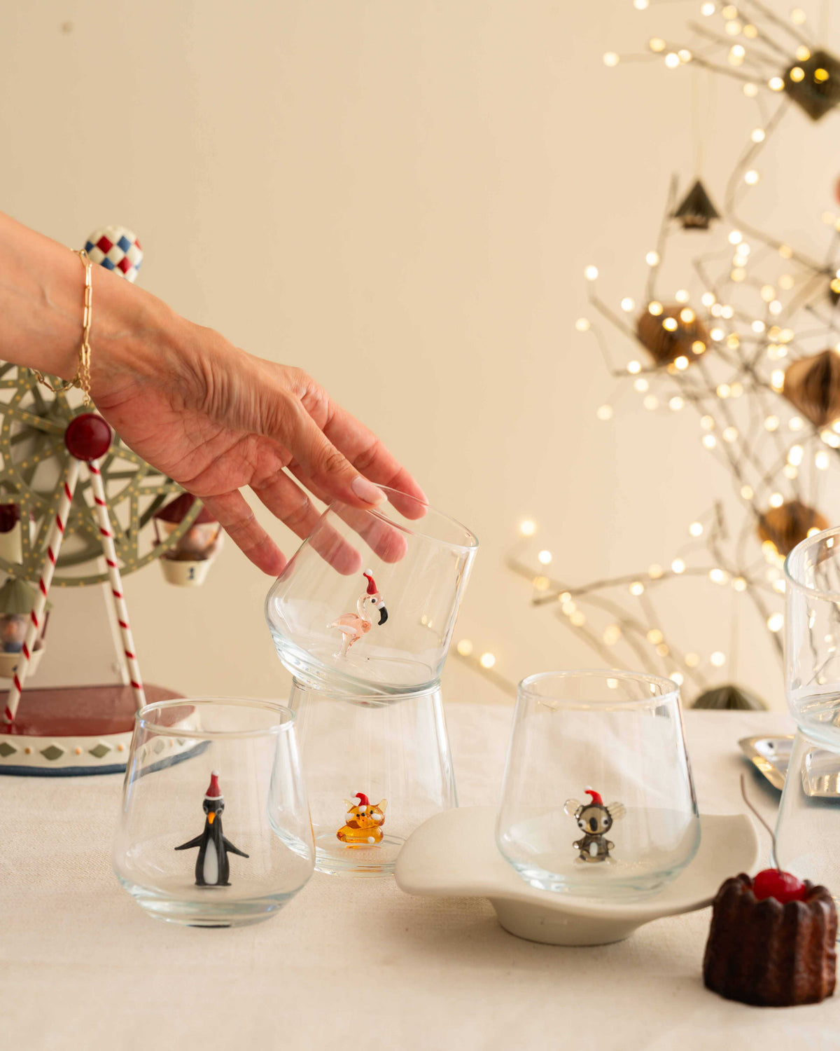 2026 Christmas Animal Drinking Glass Set, 6-Piece