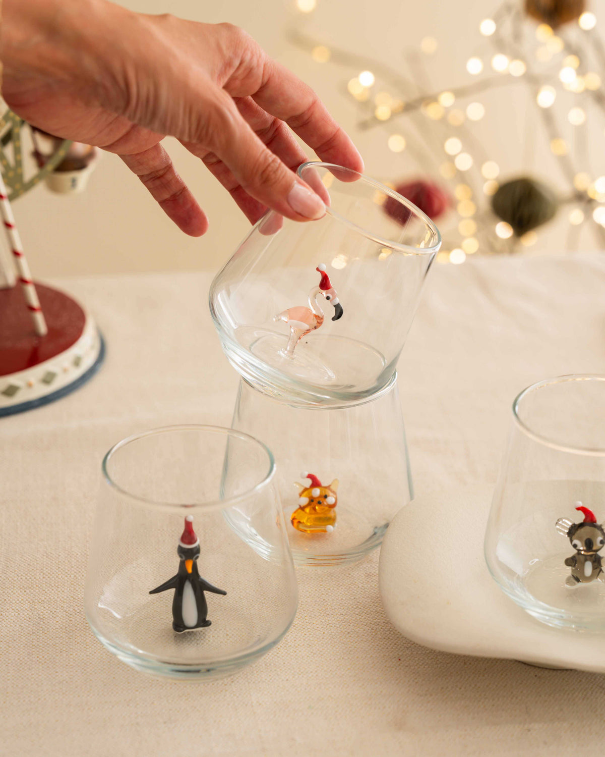 2026 Christmas Animal Drinking Glass Set, 6-Piece