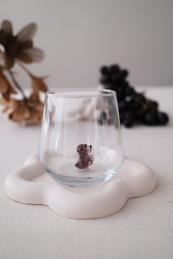 Tiny Animal Drinking Glass, Purple Puppy