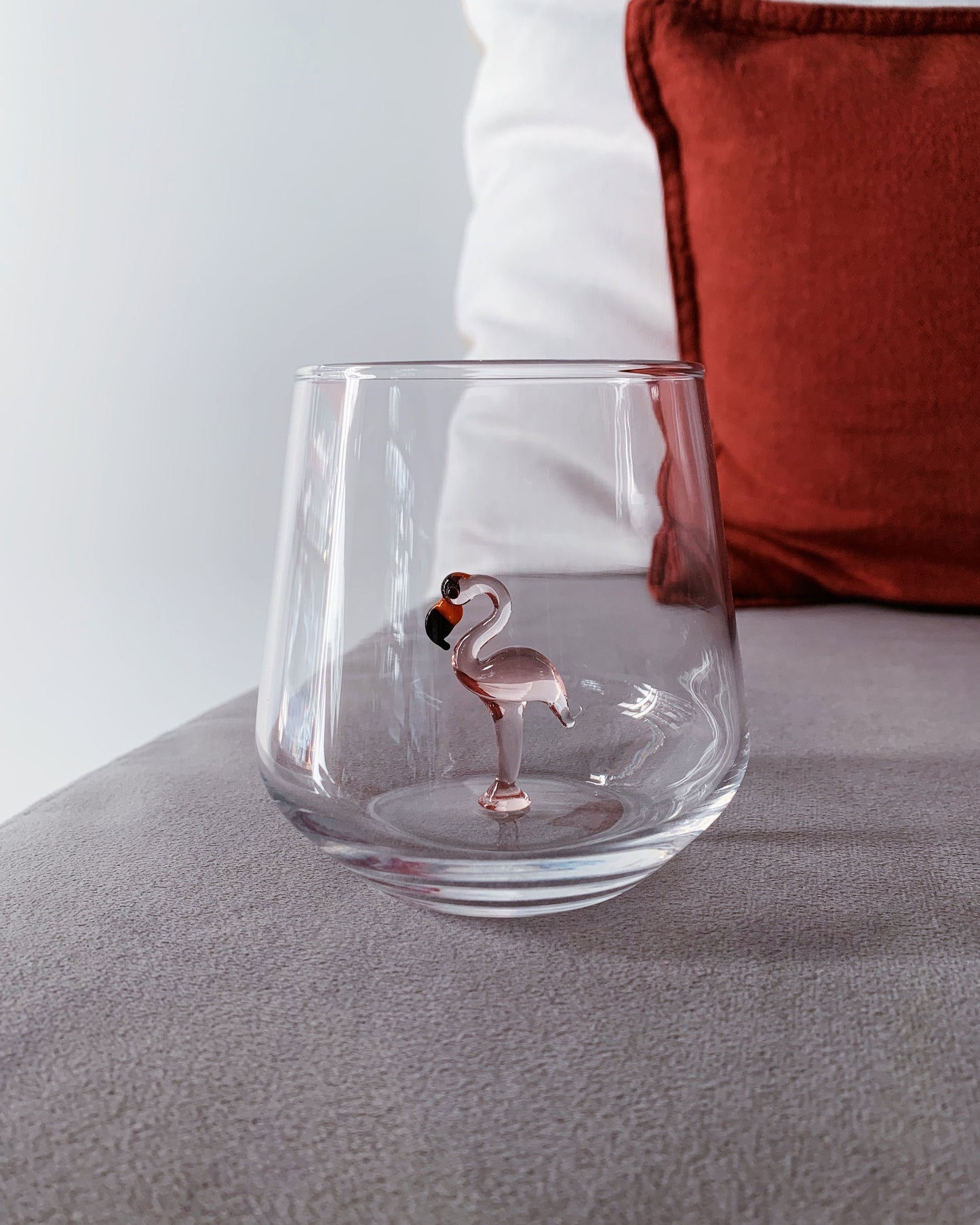 Tiny Animal Drinking Glass, Flamingo