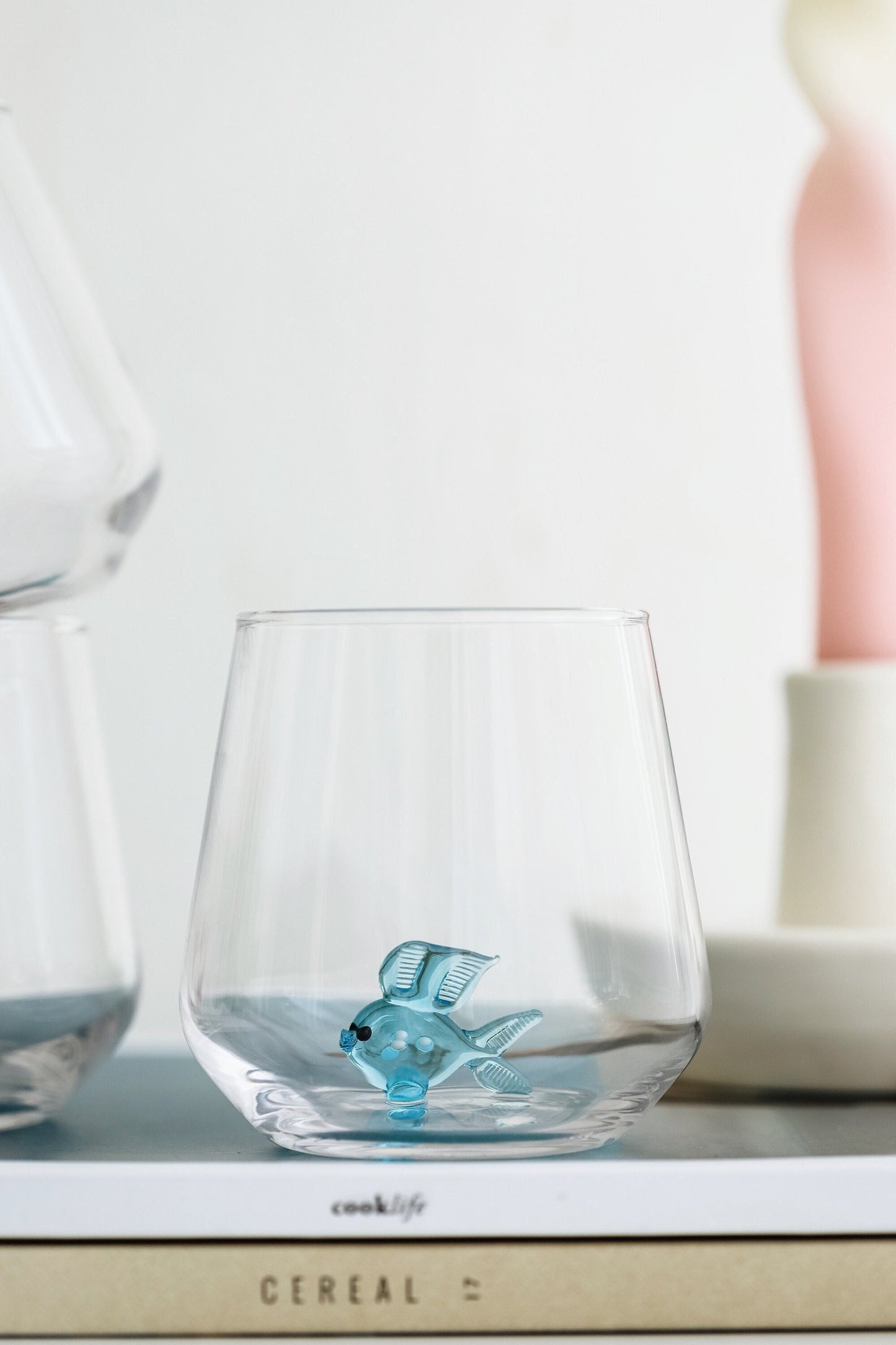 Tiny Animal Drinking Glass, Blue Fish