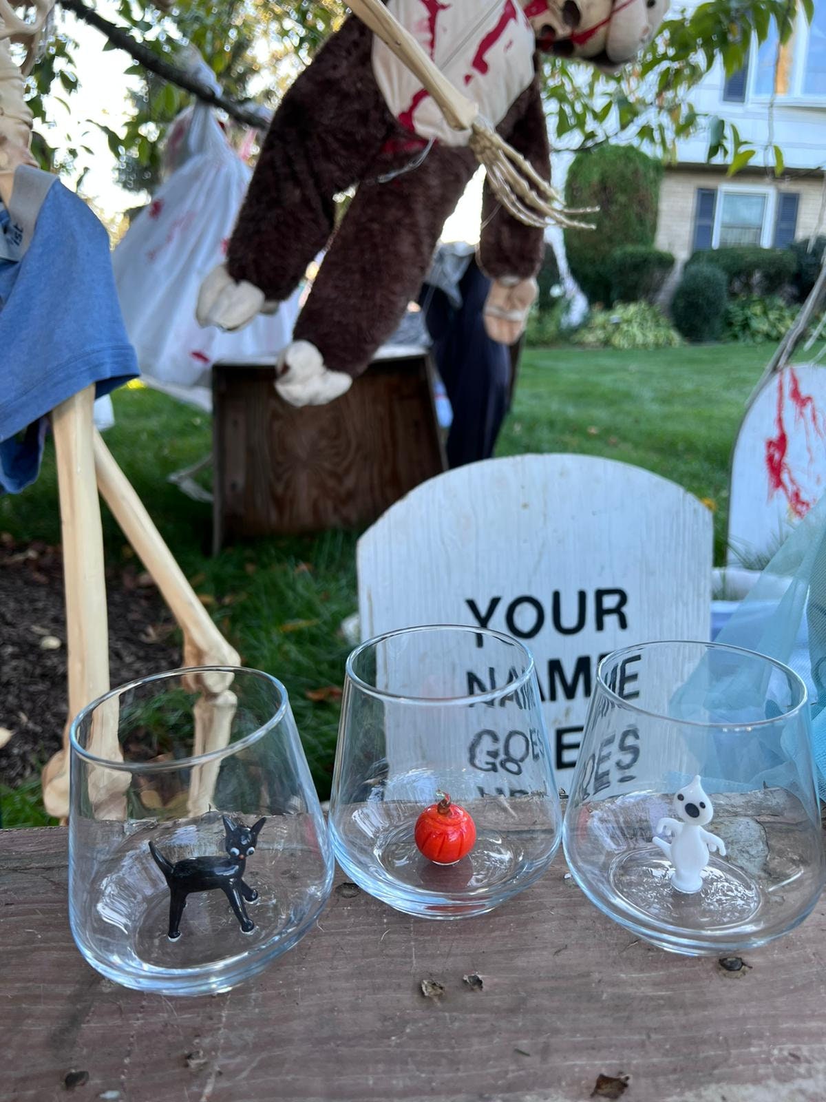 Halloween Theme Water Drinking Glass Set of 3 (Ghost, Pumpkin, Cat)