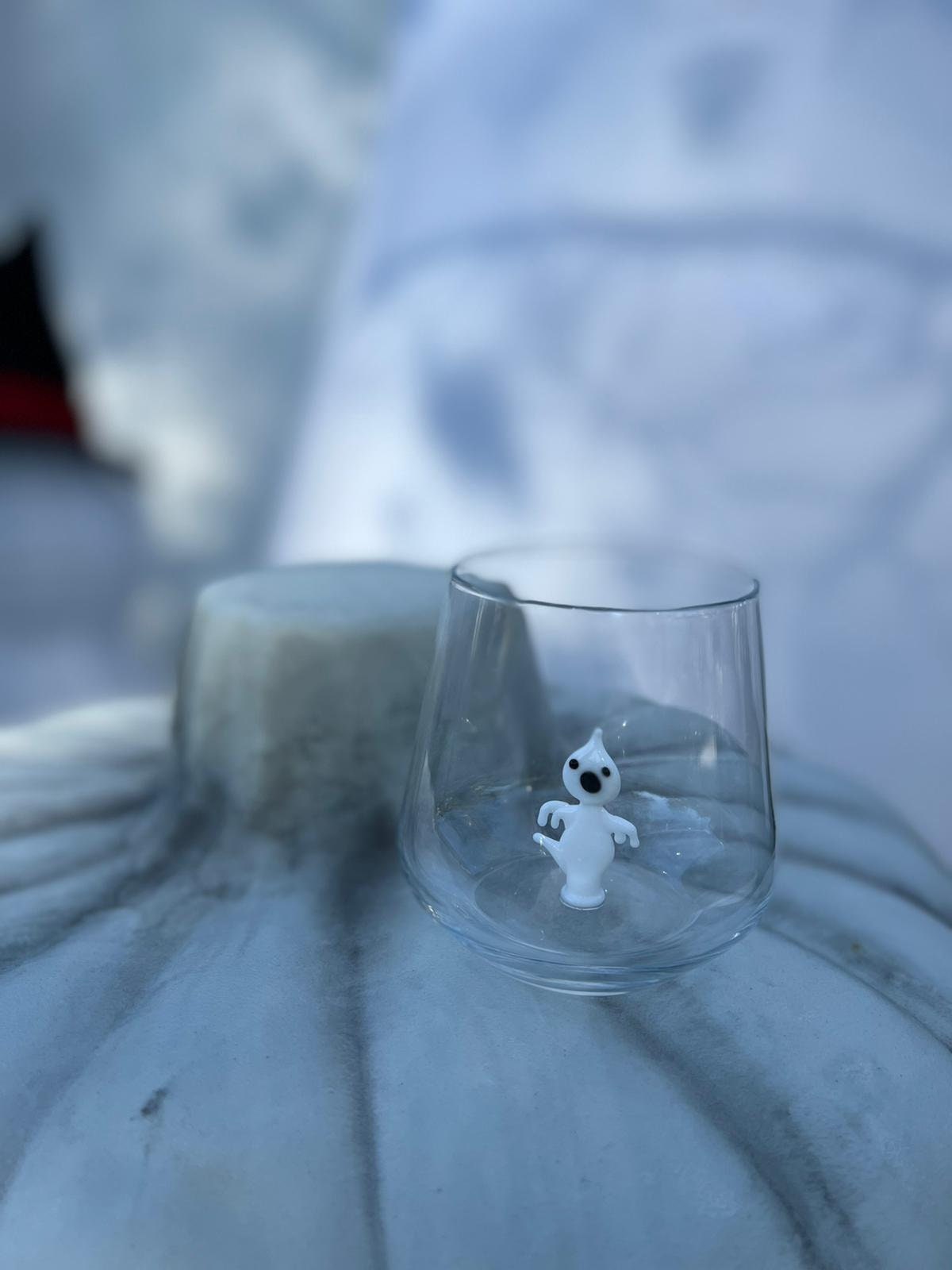 Tiny Figurine Drinking Glass, Ghost