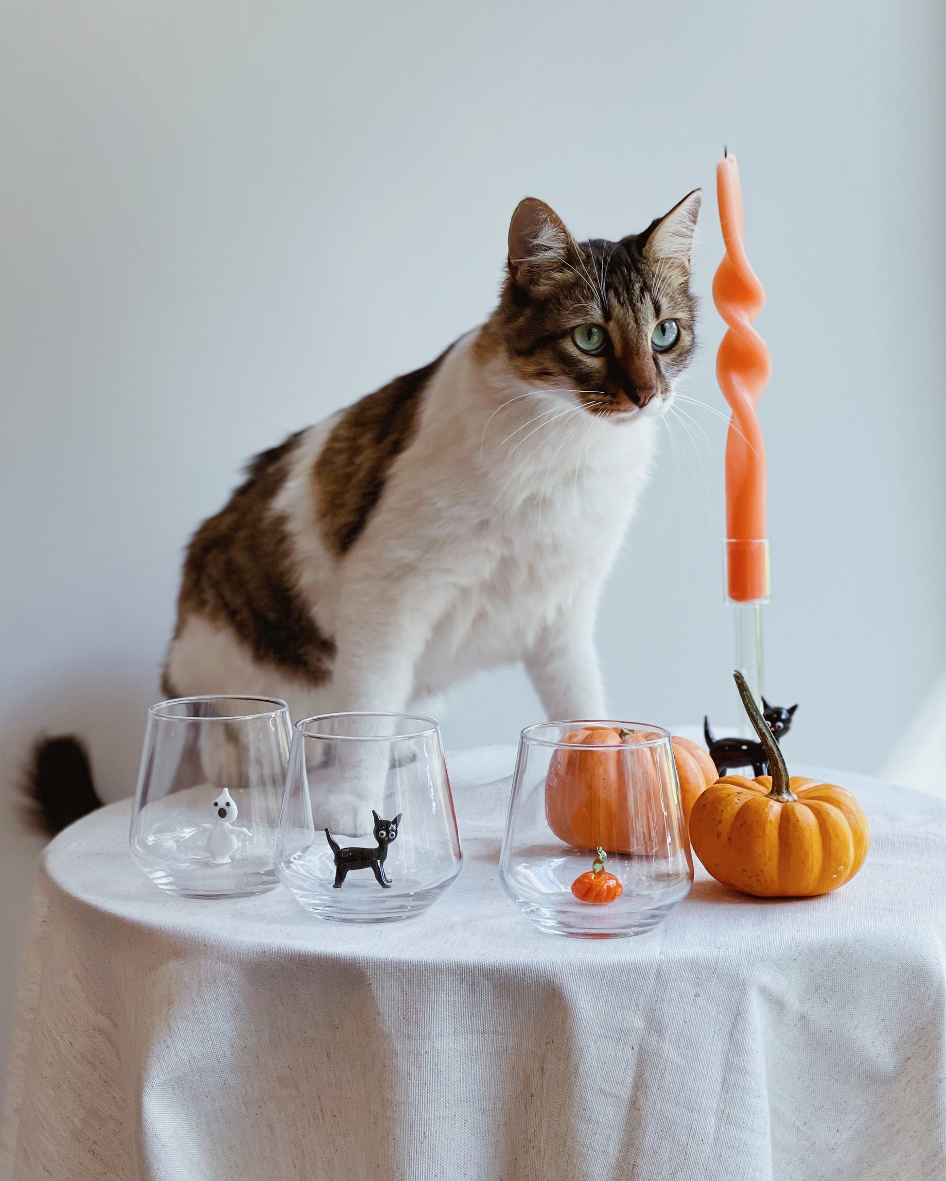 Halloween Theme Water Drinking Glass Set of 2 (Ghost, Pumpkin